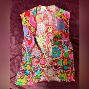 Vintage Vibes Vibrant Multicolor Handmade Paisley Vest-XS/S